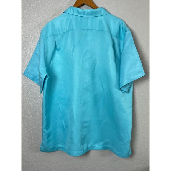 Cremieux Classics Men's Size XL Blue Button-Up Shirt Silk Linen Blend Beach - Picture 2 of 7